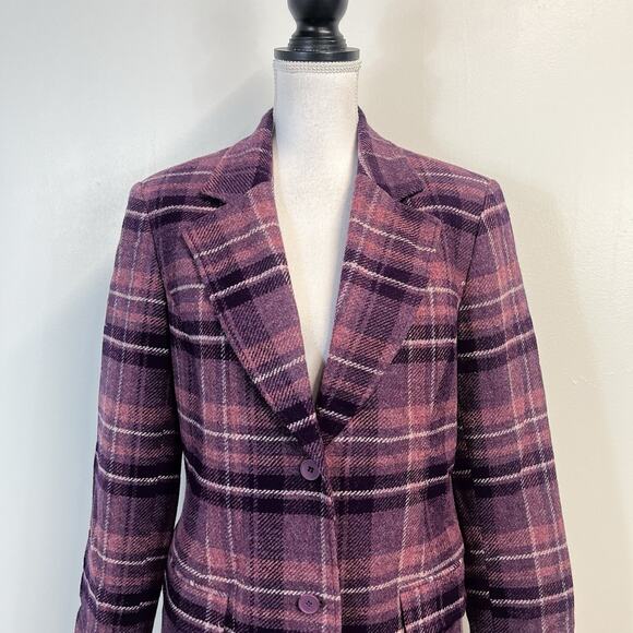 Chadwick's Purple Plaid Wool Blazer Jacket size 10 Pockets Carer Casual Preppy - Picture 2 of 10
